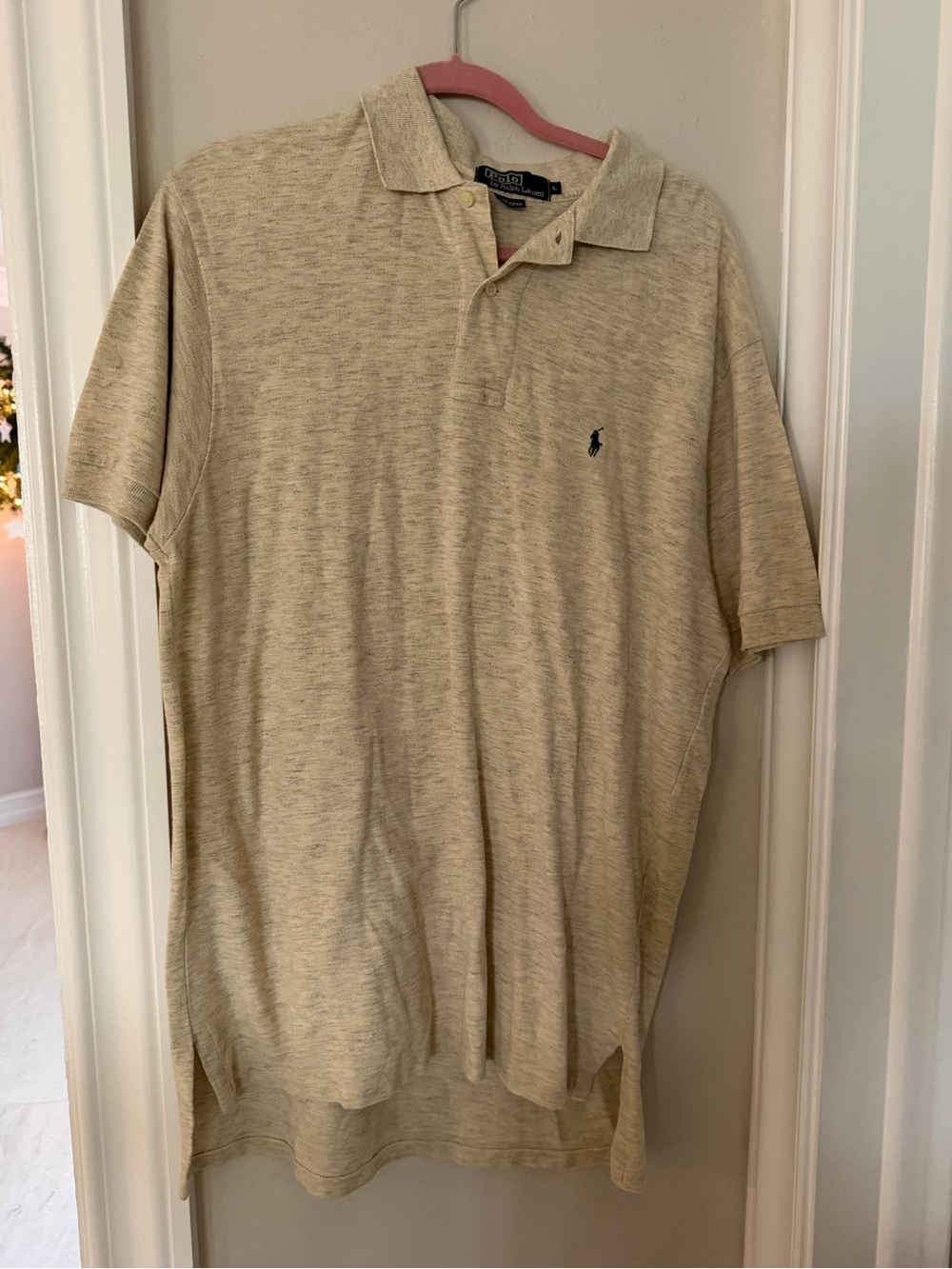Ralph Lauren Men’s Heather Beige Polo with Navy Pony